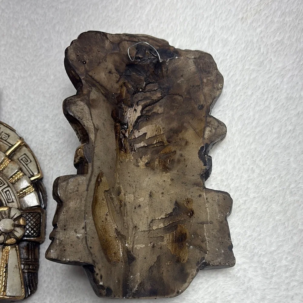 VINTAGE, hand crafted, MEXICANA Brown and Gold Wall Masks